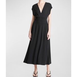 Vince Black Midi Dress with V-Neck size small